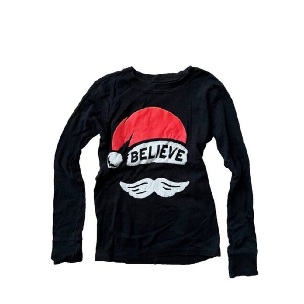 Old Navy Kids Unisex Christmas Believe Santa Hat Mustache Top ( L ) Sz 10